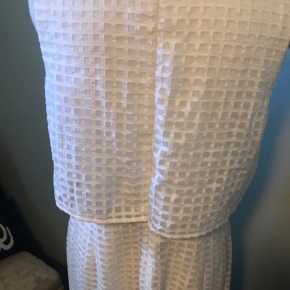 Calvin Klein White Sheath Dress Eyelet Overlay 12 - Picture 3 of 6